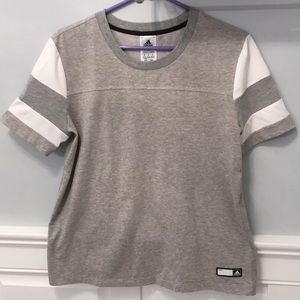adidas stripe sleeve box tee